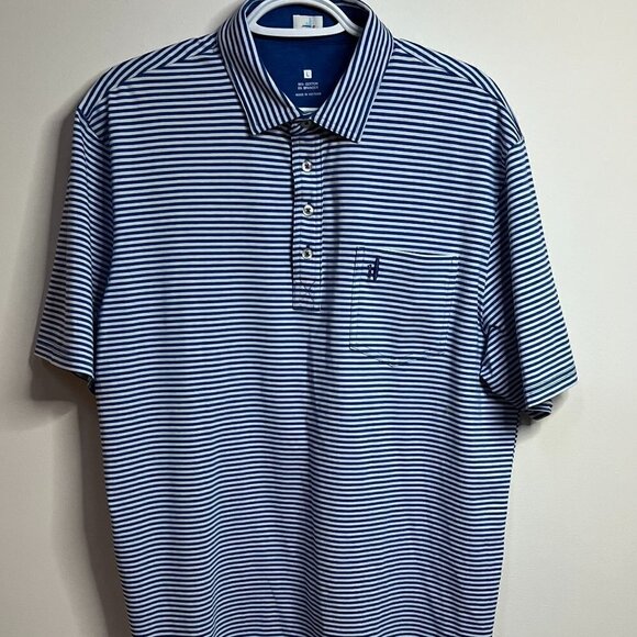 Johnnie-O Polo Shirt Men's Dante Striped Golf Performance Riptide Prep Size L - Picture 2 of 7